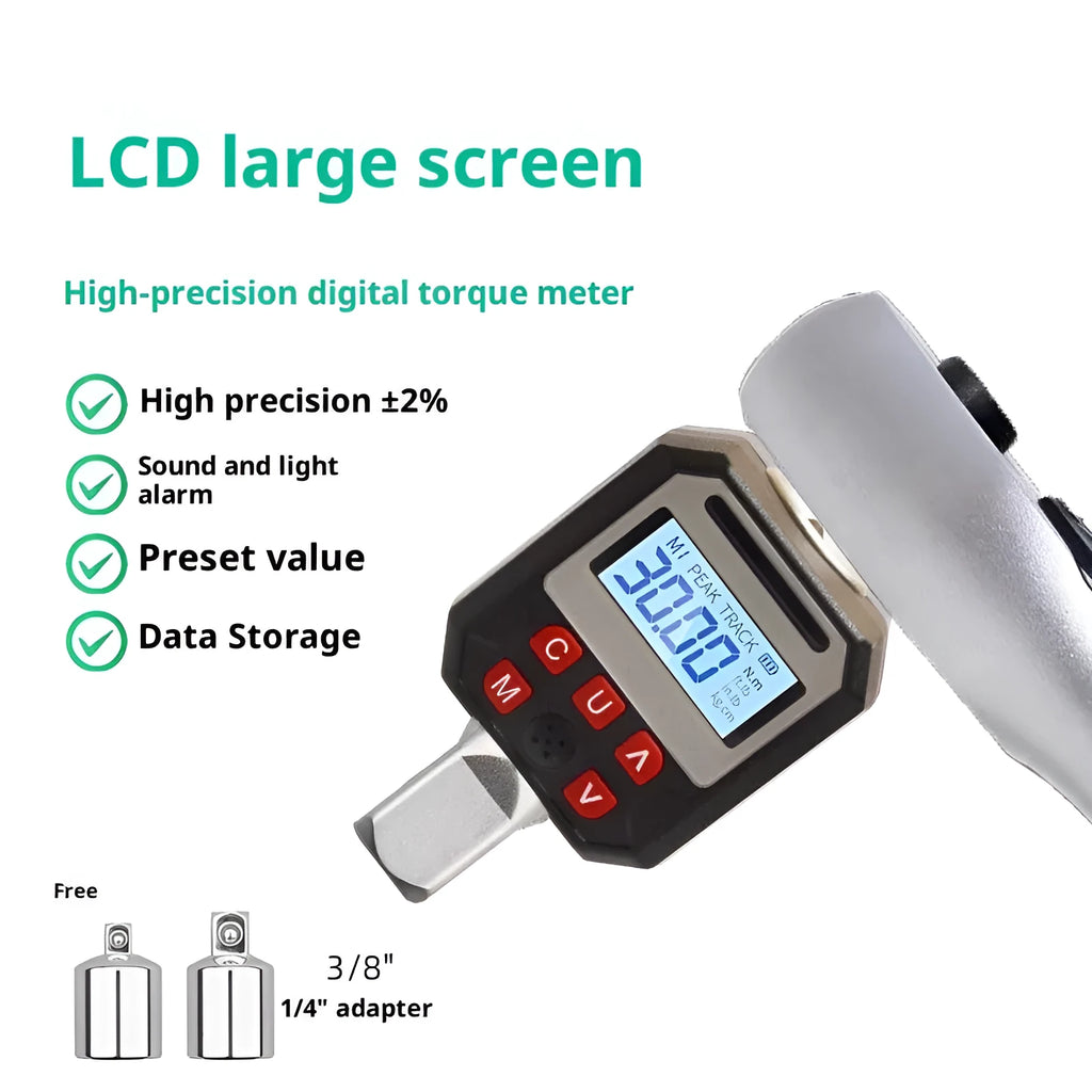 Digital torque meter model 17-340 with digital display, 6-piece set for torque measurement from 17 to 340 Nm
