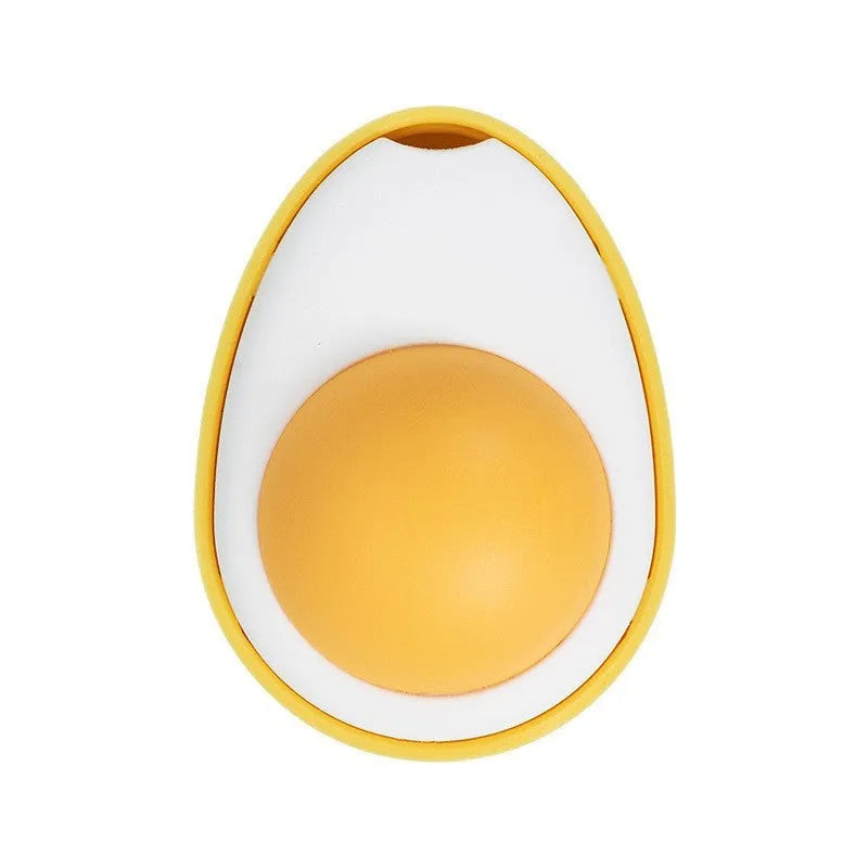 Catnip ball toy with suction cup attached to wall, showing Fried egg and Poached egg shape options