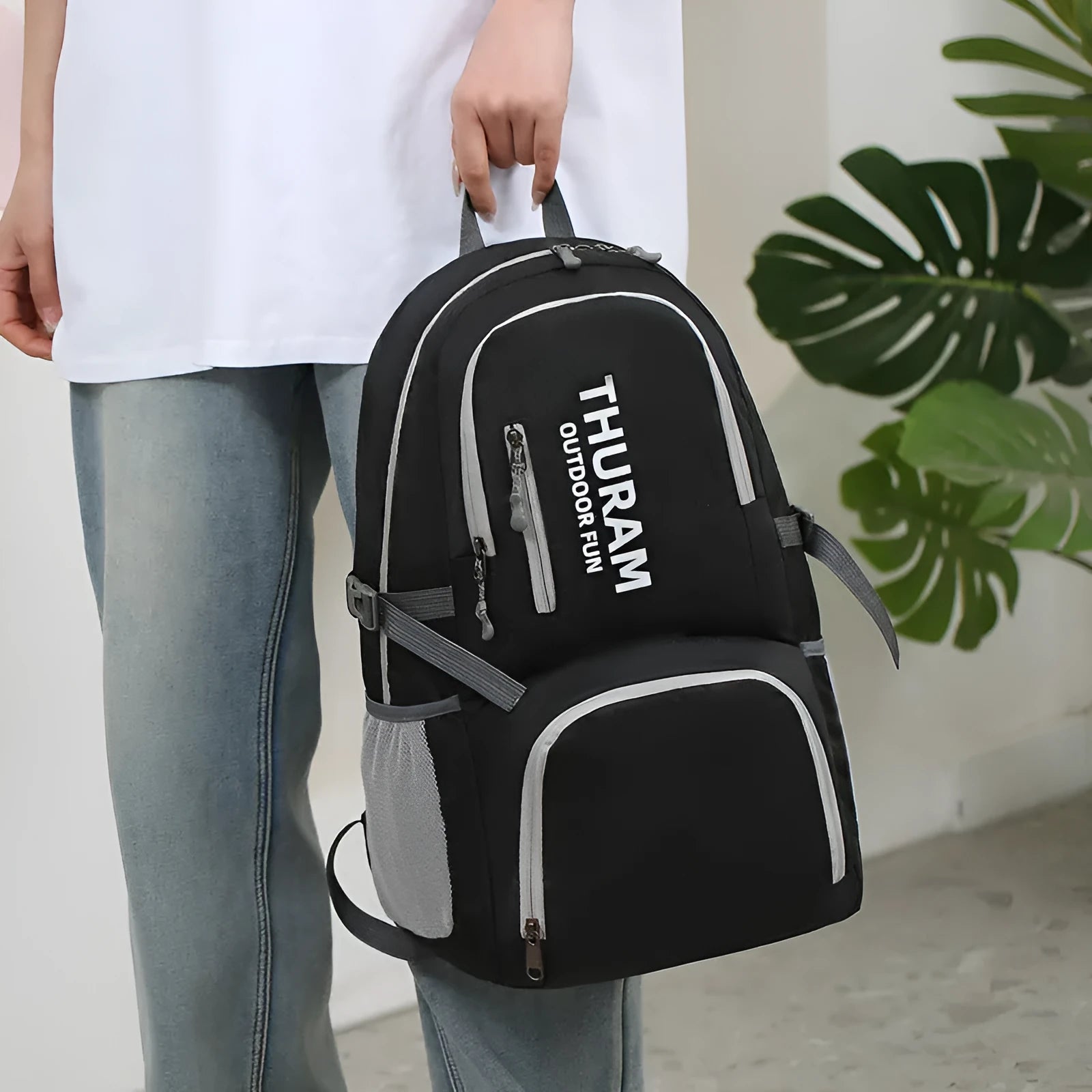 Outdoor portable folding shoulder travel bag in multiple colours with 20-35L capacity