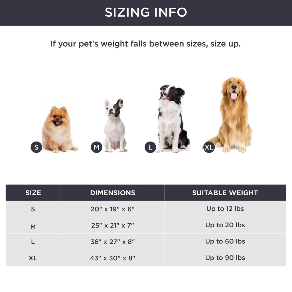 Beige raised-side pet bed for a medium-sized dog, showing padded base and supportive sides.