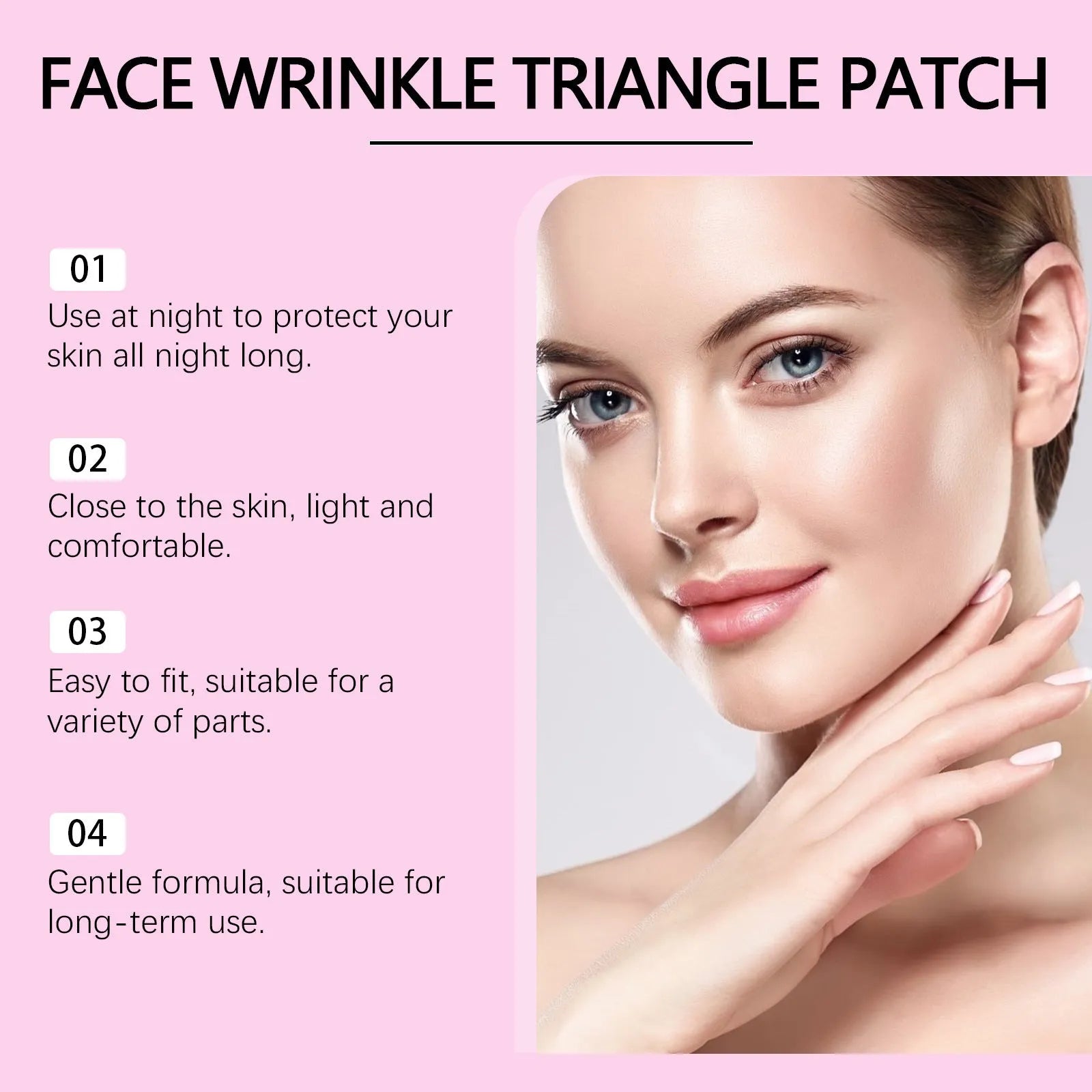 Transparent facial nursing patches for fine lines in pack of 144 with hyaluronic acid hydrogel