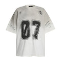 Men's black and white pure cotton short-sleeved T-shirt with a printed design.