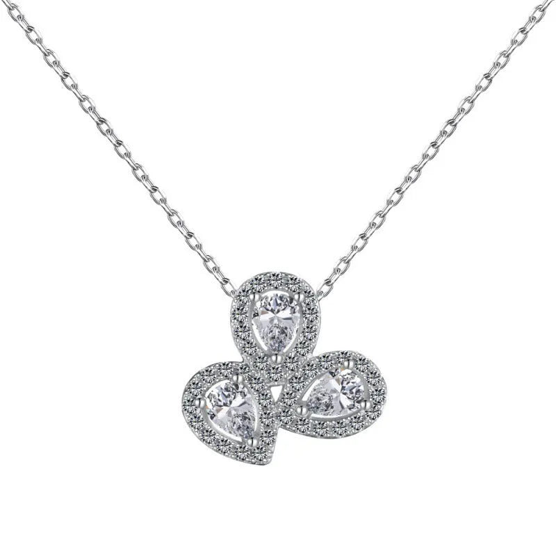 925 silver women's drop-shaped necklace with zircon pendant on O-ring chain, love heart motif