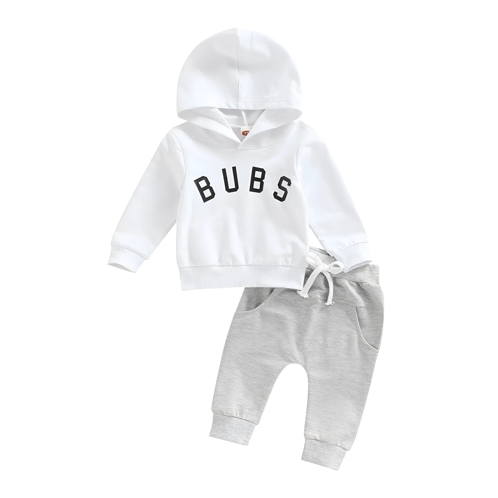 Boys' cotton letter printed hoodie trousers suit in dark brown, long sleeves, suitable for heights 70-110cm