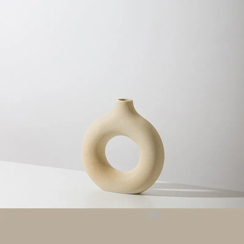 Frosted particle porcelain biscuit vase in neutral colour for floral arrangements