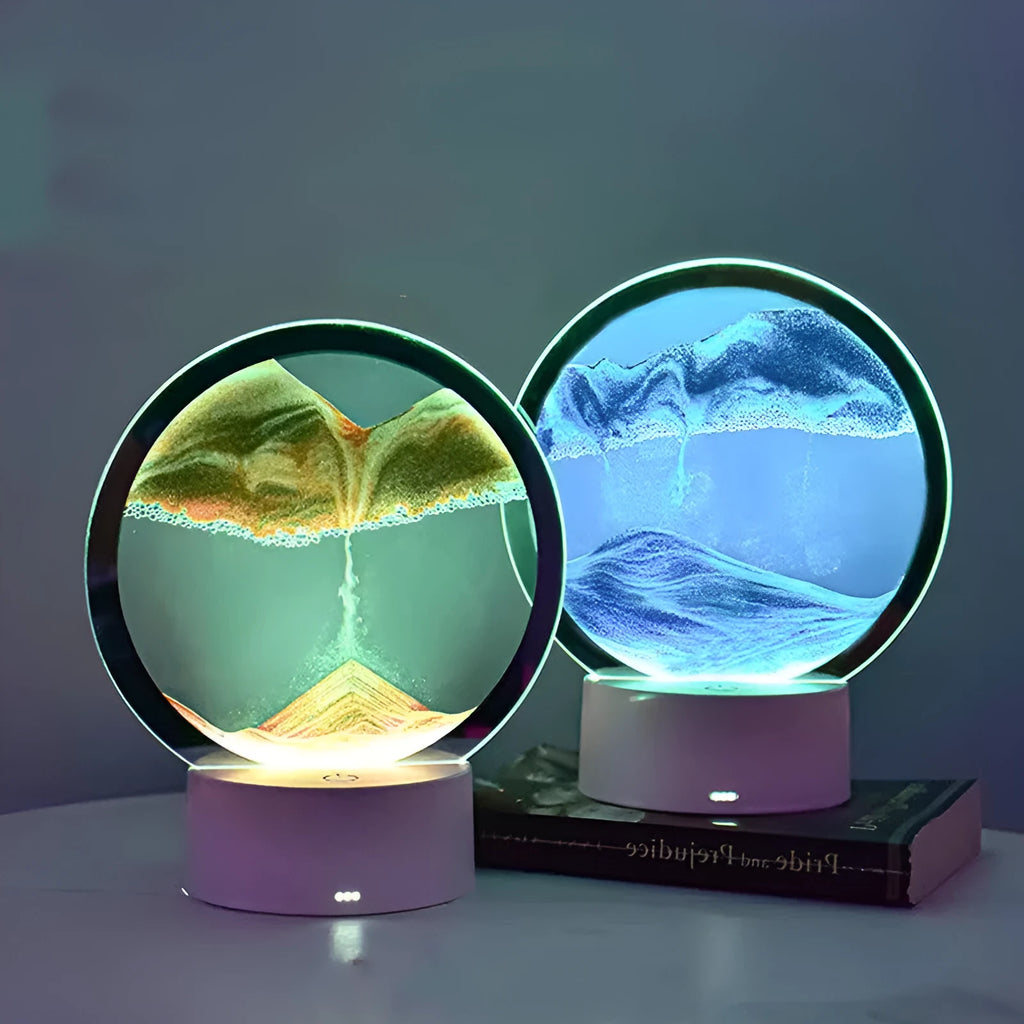 3D quicksand touch control table lamp with glass shade in blue colour option