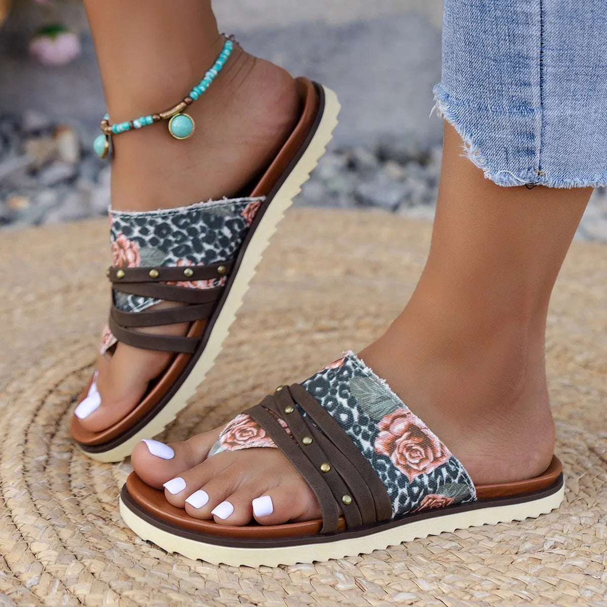 Plus size artificial PU flip-flops in candy colours with rubber sole for beach and casual wear