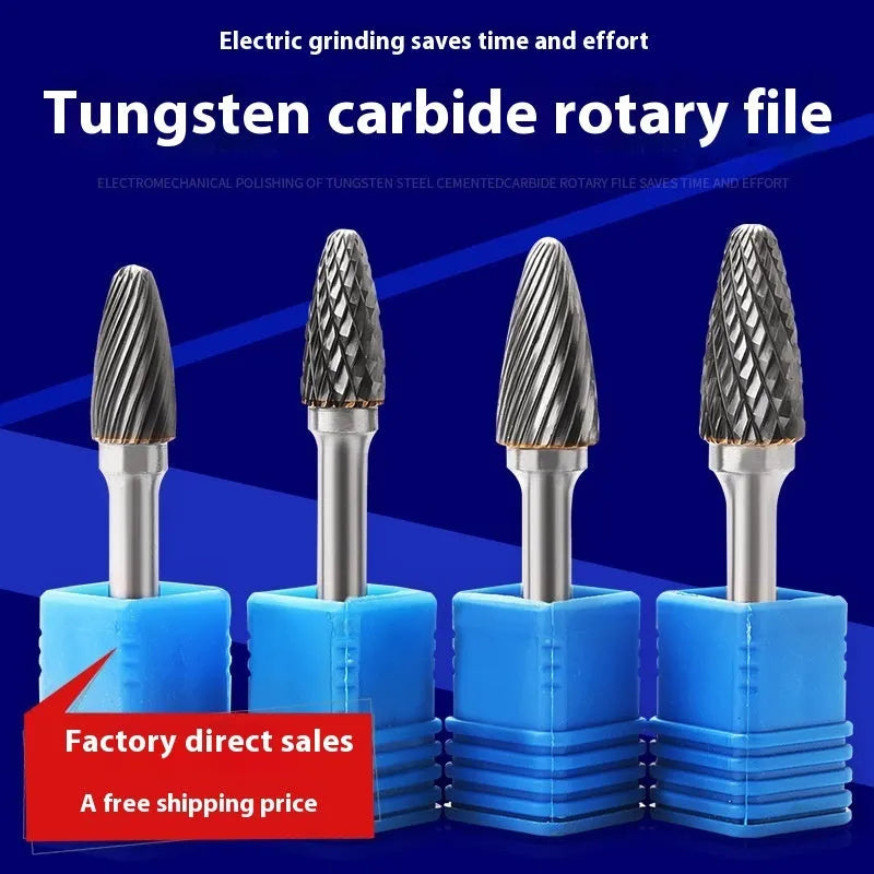 Tungsten steel alloy F-shaped rotary file milling cutter for grinding and engraving applications