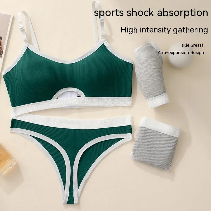 Sports underwear vest tube top suit with underwired support and beauty back design