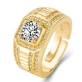 Men's large square diamond ring with adjustable opening in gold colour