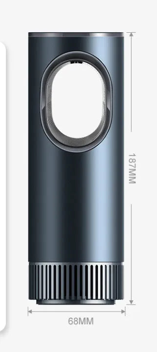 Black USB-powered car air purifier for formaldehyde removal and air ionisation.