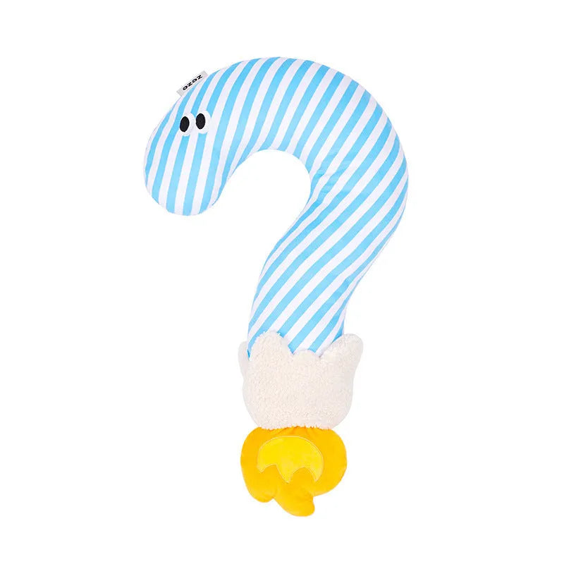 Fleece cloth pet pillow in pencil shape, 66cm long, on a neutral background