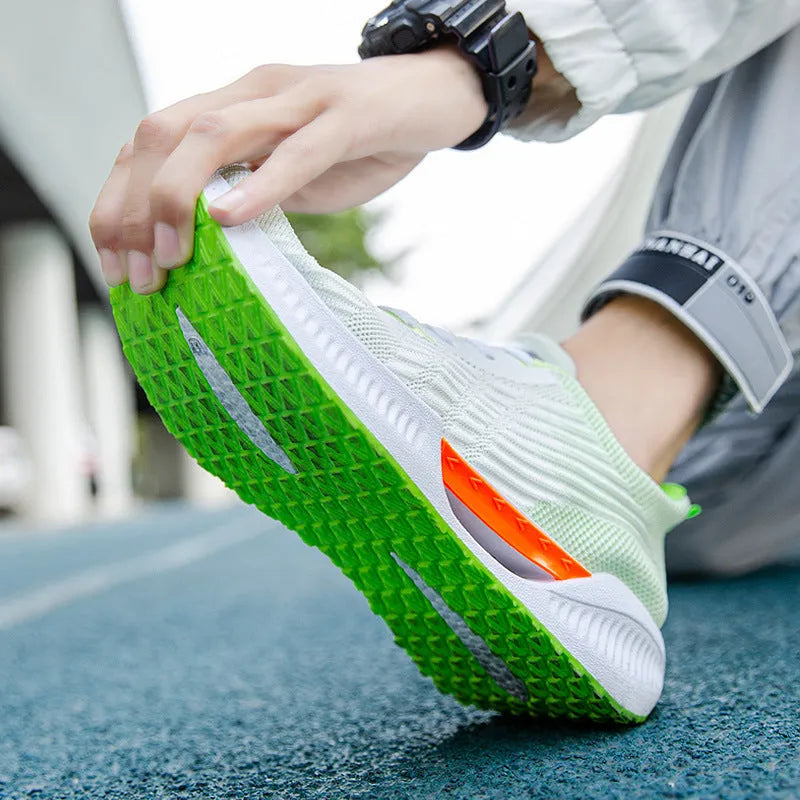 Men's blue casual mesh sports shoes with cloth upper and round toe design