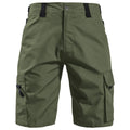Men's straight leg tactical cargo shorts in camouflage print, shown in Army Green colour.