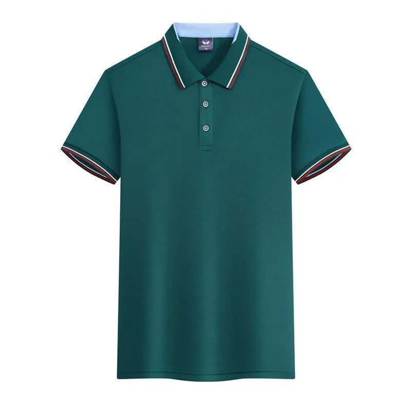 Slim fit ice silk polo shirt in blue grey colour with short sleeves on a hanger
