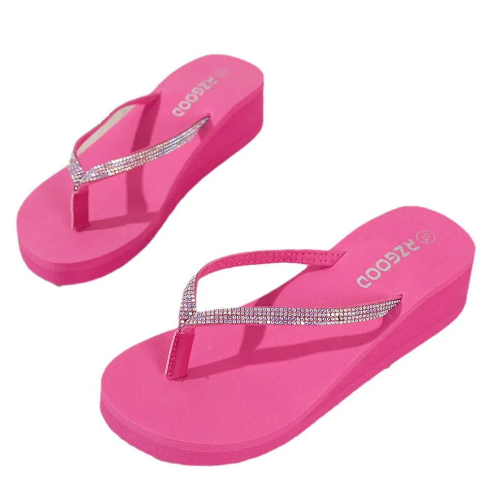 Women's casual solid-colour sandals with flannel upper and PVC sole in beige, black, or pink.