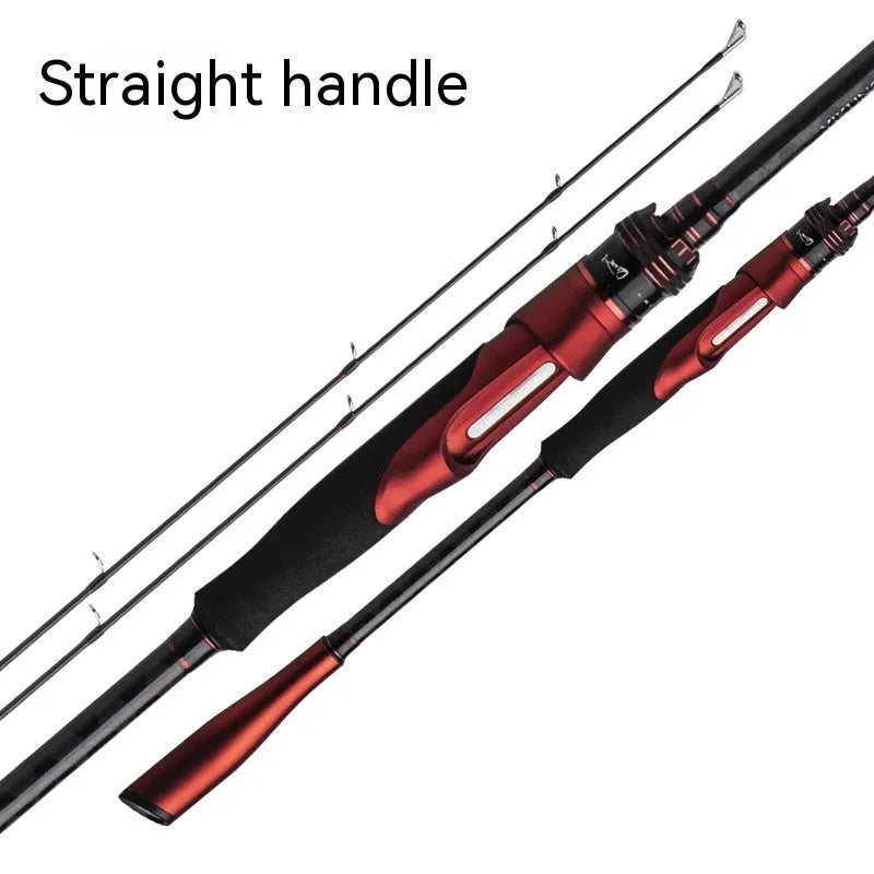 Carbon ultralight fishing rod showing straight handle and pikestaff style options in 2.1 and 2.4 metre lengths.