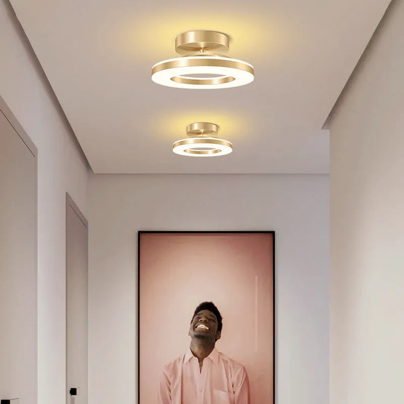 Modern minimalist ring ceiling lamp LED in black finish, 20cm diameter for hallway