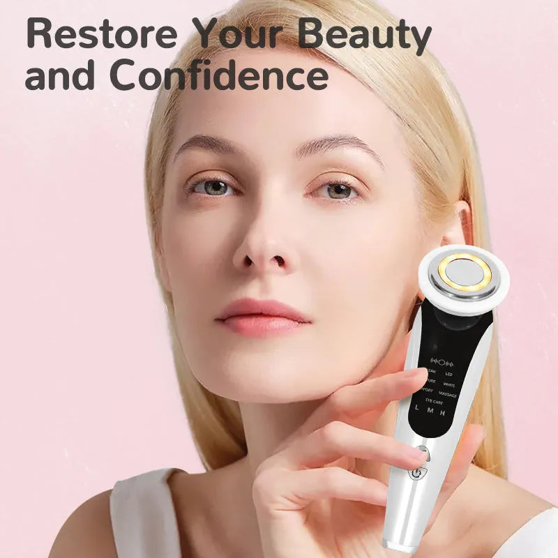 Red and blue light multifunctional portable face lifting device with white body
