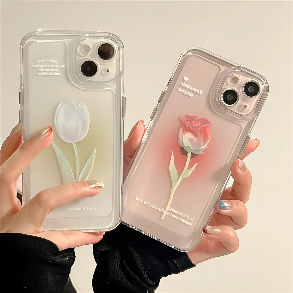 Tulip all-inclusive TPU phone case in gradient rose colour showing full edge and back coverage for iPhone
