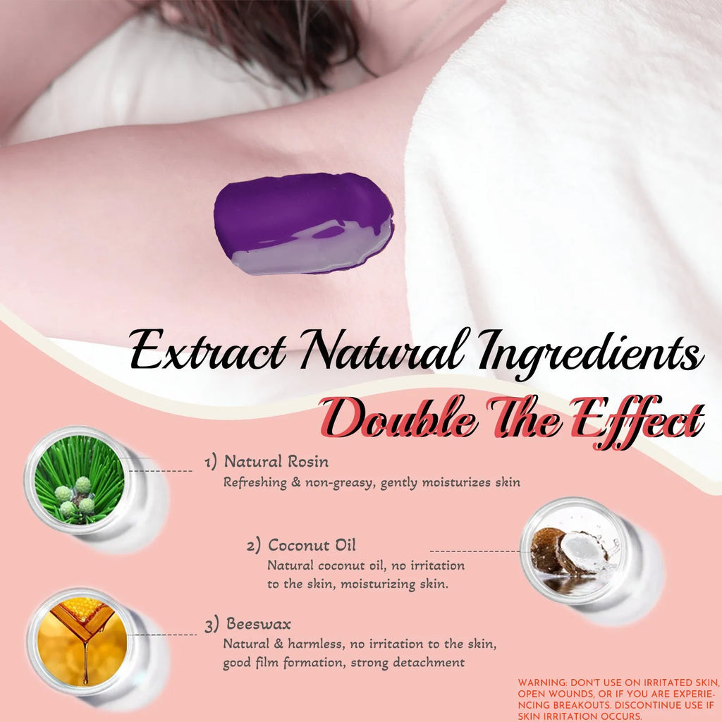 27-piece hair removal waxing kit with four coloured wax beads, applicator sticks, and wax machine for face and body