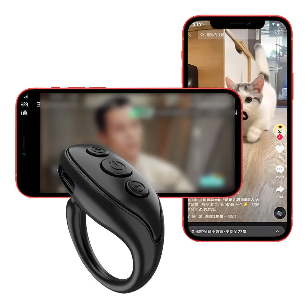 Bluetooth remote control for mobile phone camera, V5.3 chip, 50mAh battery, ABS plastic, black
