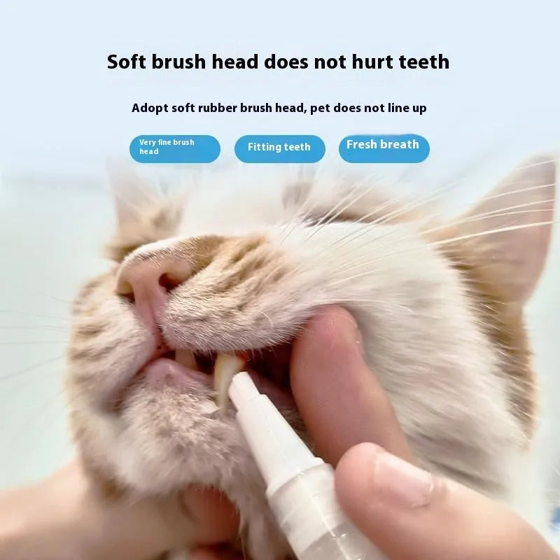 Plastic pet toothbrush pen for dogs with twist-to-dispense cleaning gel applicator