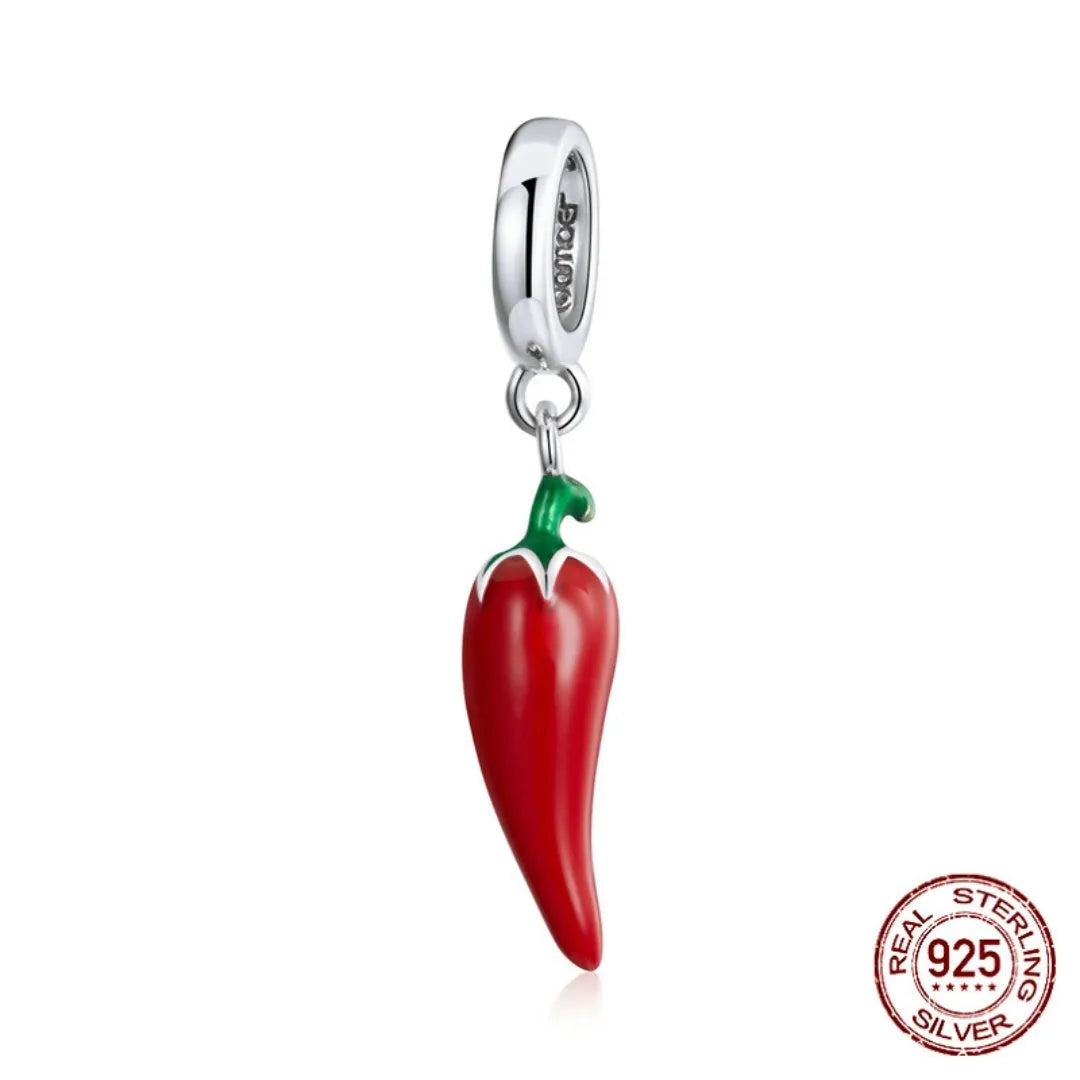 Korean style pepper leaf pendant in S925 sterling silver with electroplated BSC461 colour finish