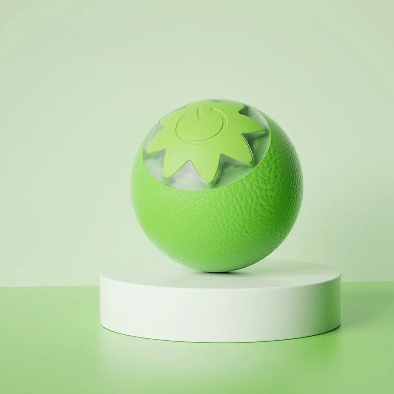Small green automatic rolling ball pet toy for indoor dog and cat entertainment
