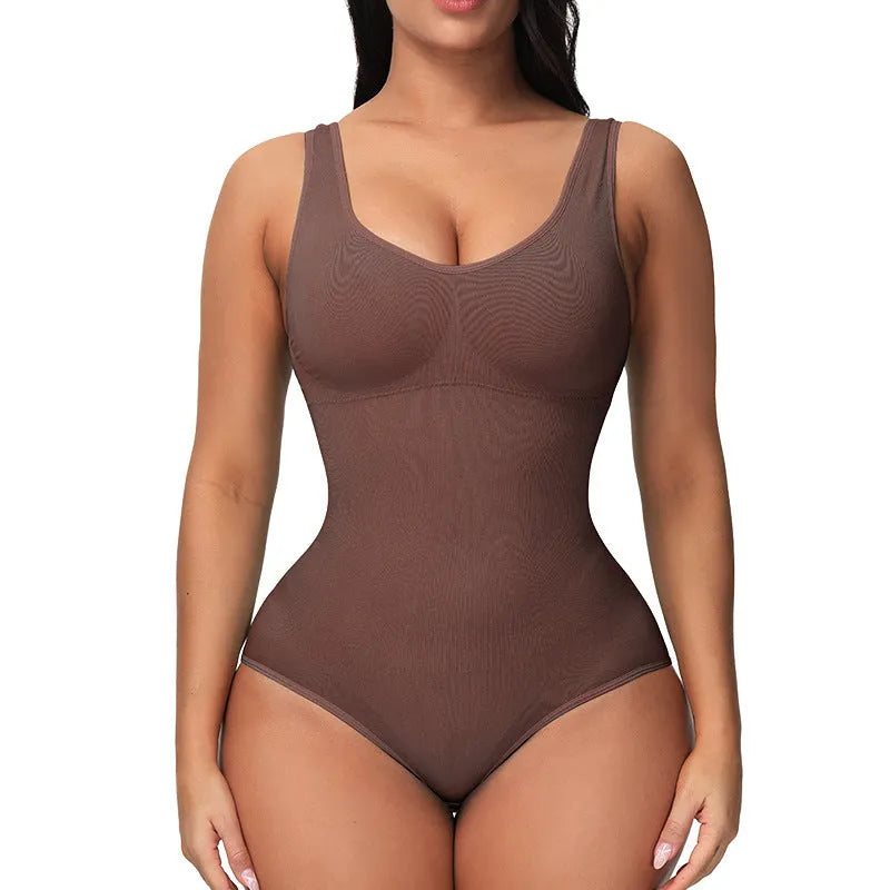 Seamless nylon corset bodysuit for waist support and body sculpting available in multiple colours
