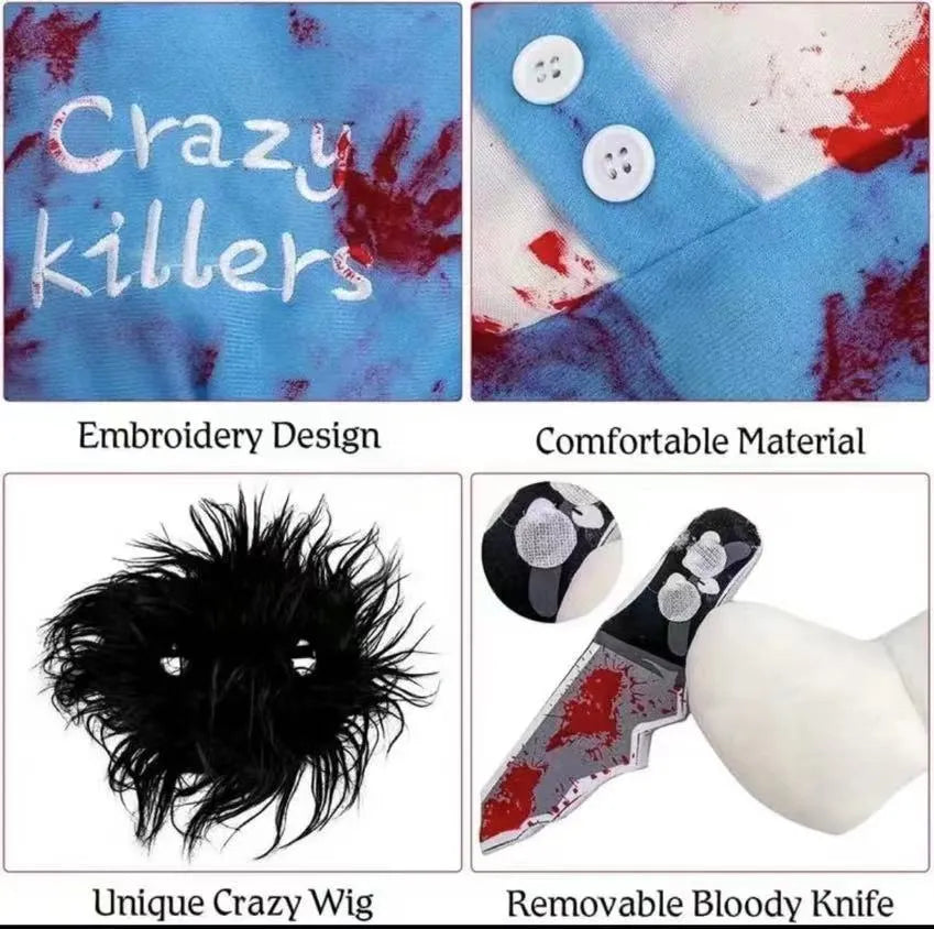Bloody doll style pet costume with sand carving decoration for dogs and cats