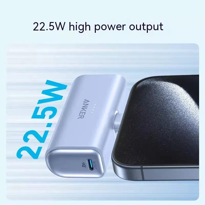 Small capsule power bank measuring 77x36x25mm with 5000mAh capacity in multiple colour options