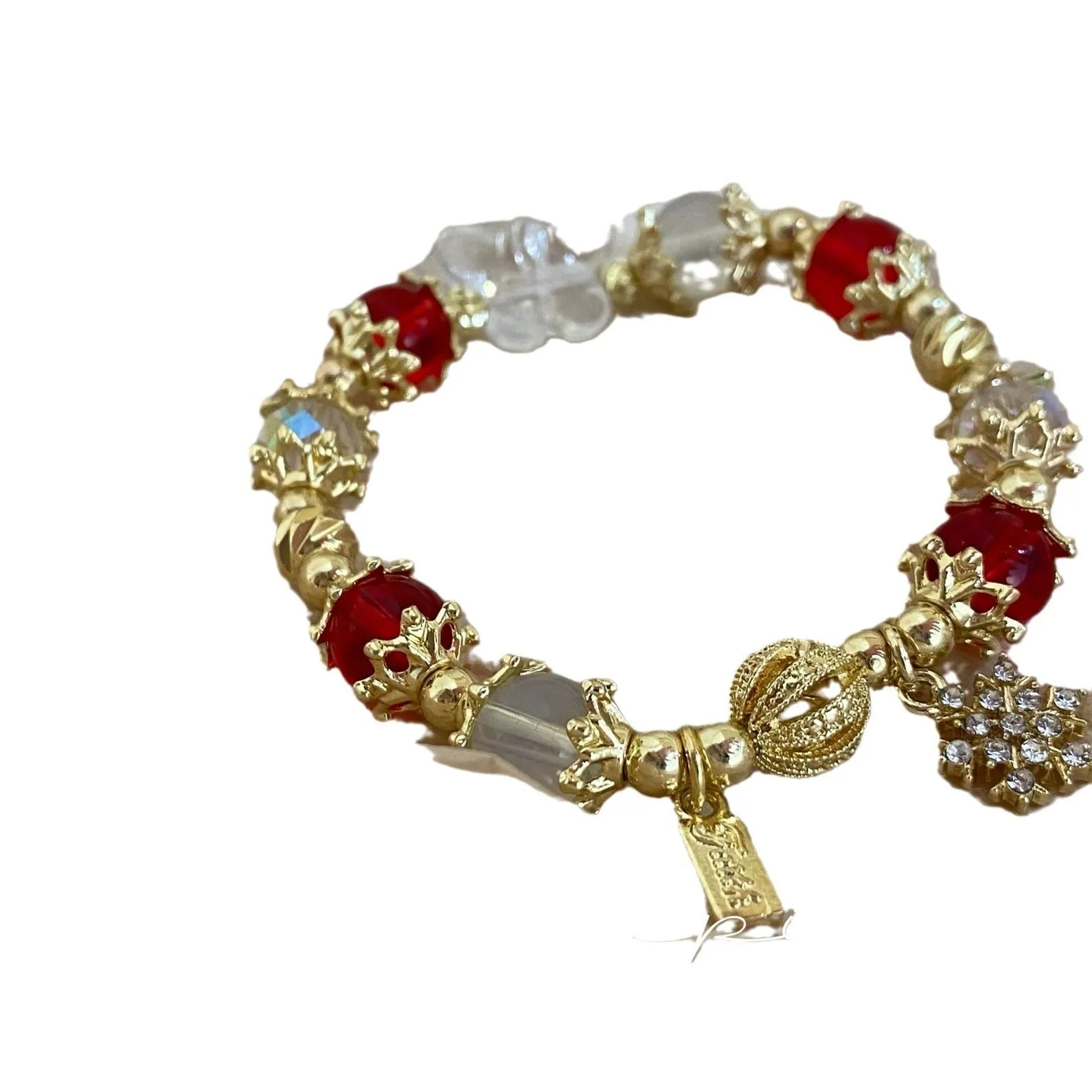 Women's galaxy-coloured alloy bracelet with a snowflake pendant and sweet bow design.