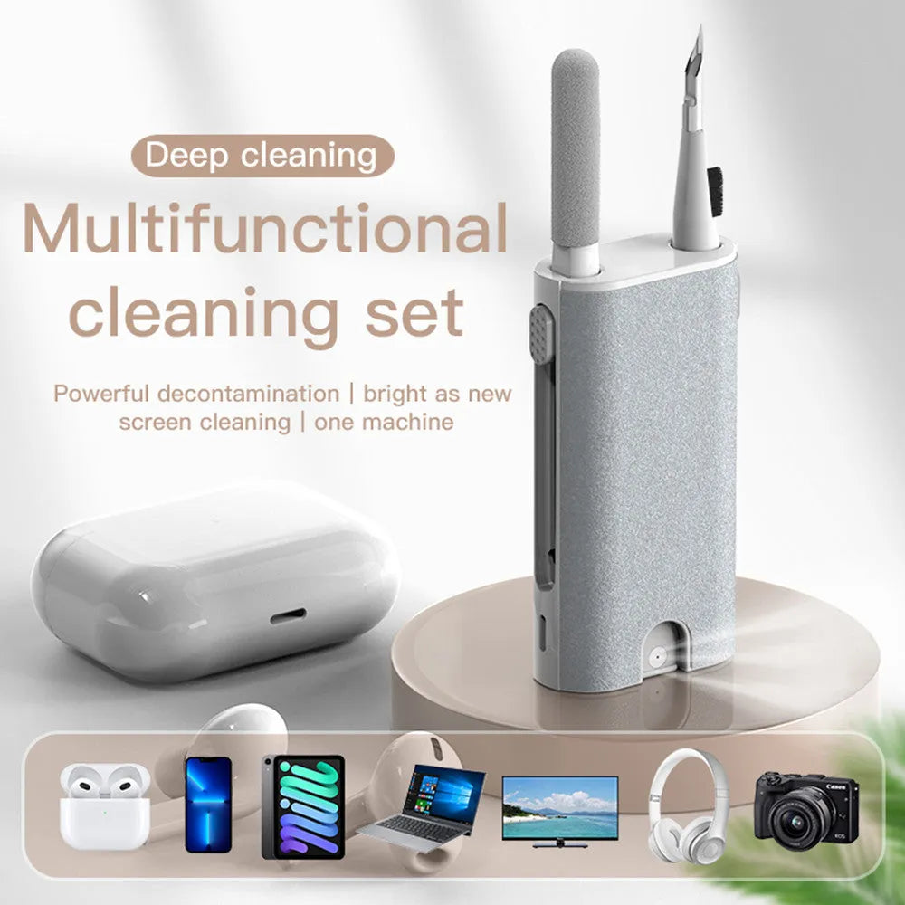 5-in-1 digital cleaning kit with flocking sponge, brush, and metal tip for phones, tablets, laptops, and earphones