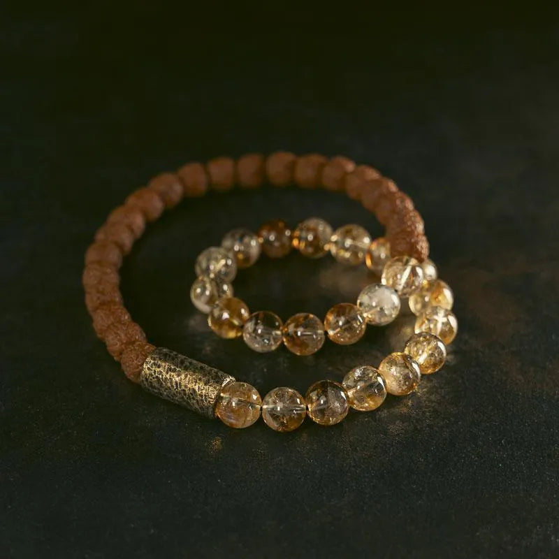 Citrine retro LCD bracelet with a double circle design and natural colour digital display