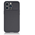 TPU sliding window wireless charging phone case for iPhone 13 and 12 series in black fine hole design