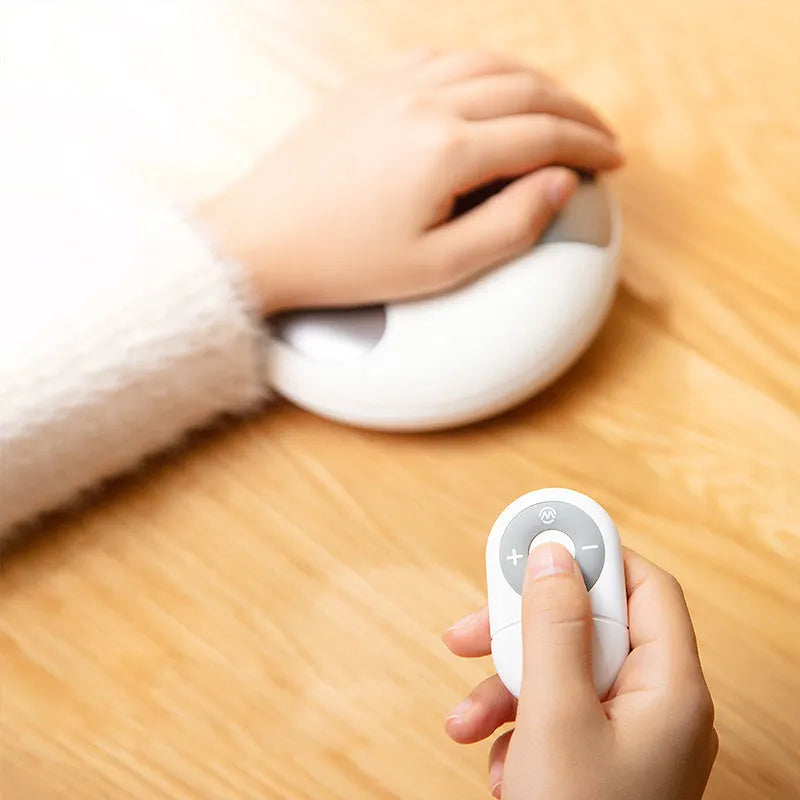Smart electric hand massager with heat and pulse, white, 2400mAh USB rechargeable