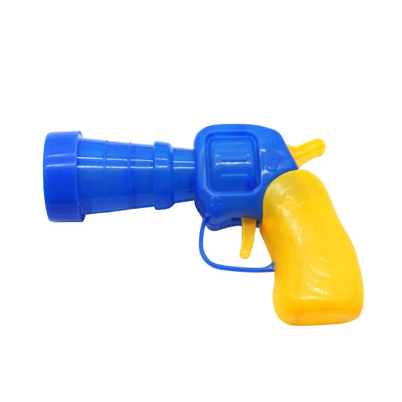 Pet toy launch gun with a selection of soft red plush balls for interactive dog and cat fetch games.