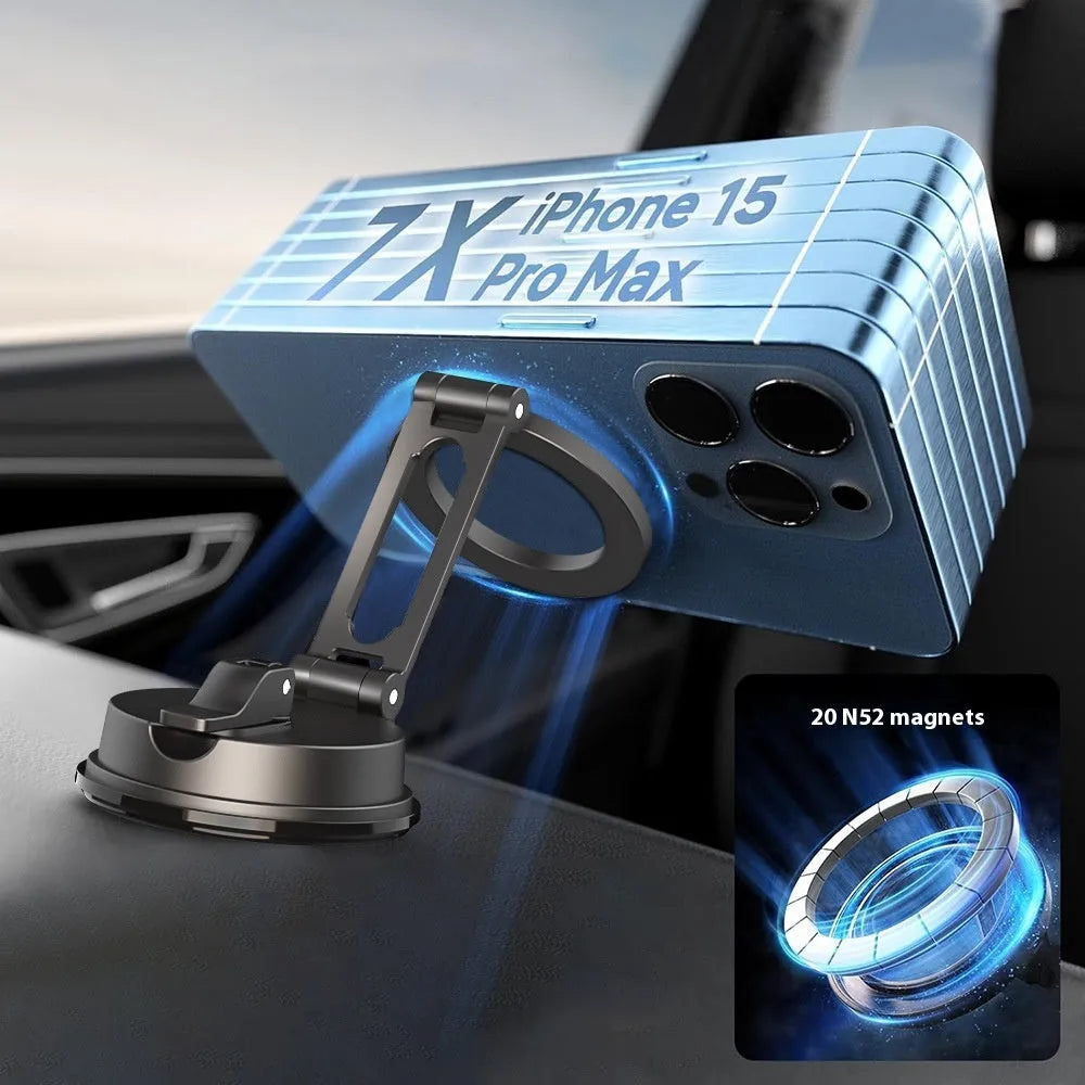 Black H154 magnetic phone holder with suction cup for car dashboard or windscreen mounting