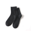 Solid colour cashmere mid-high tube socks in grey, unisex maternity winter thick socks