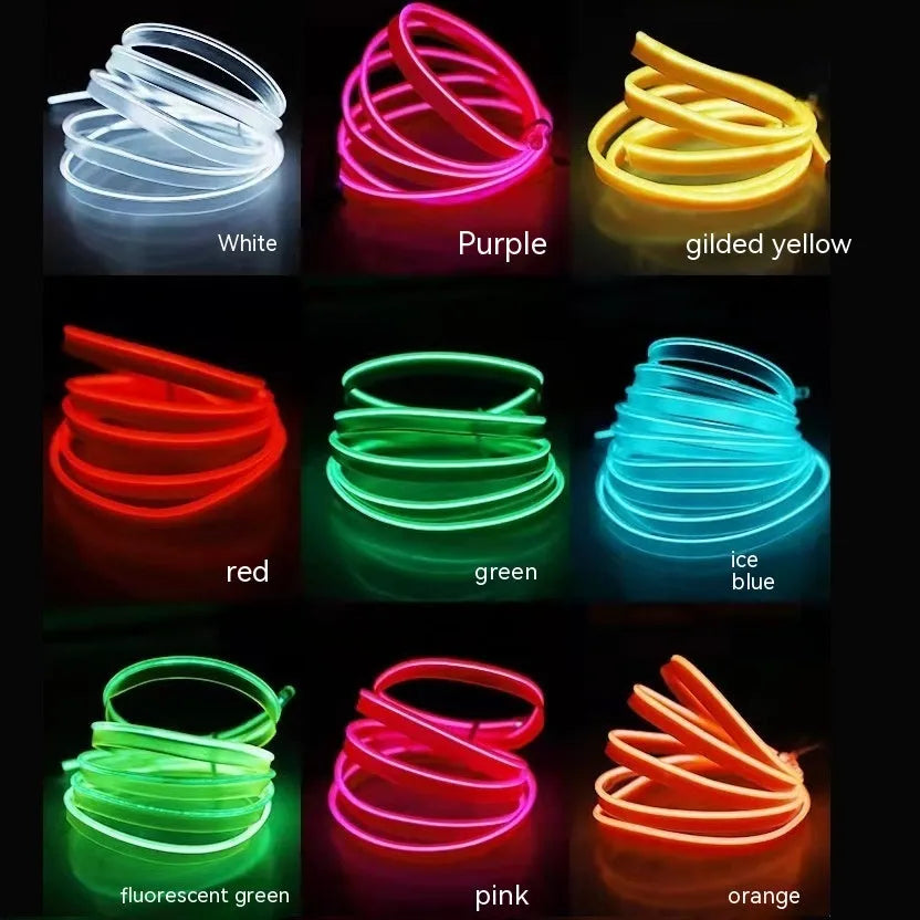 Six-metre long USB-powered LED light cable for car interior ambient lighting in multiple colour options
