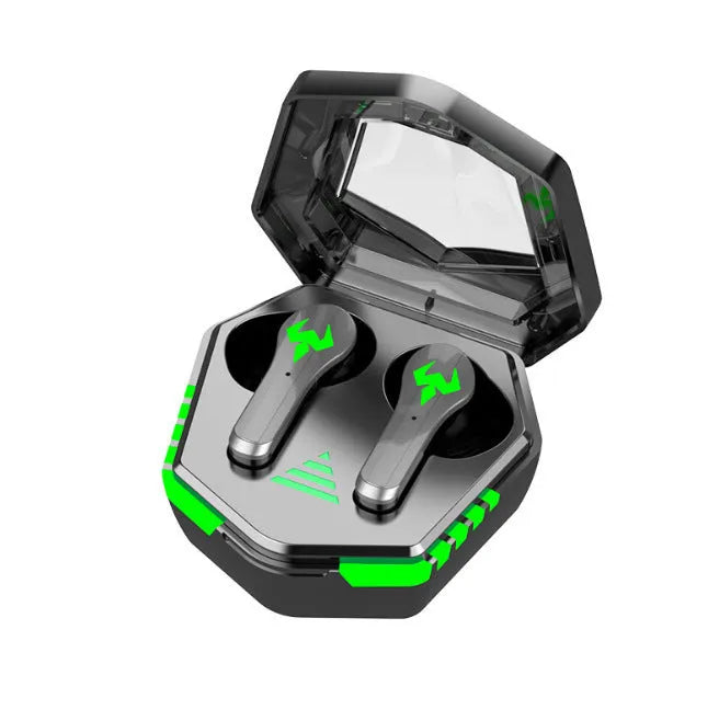 Black N35 wireless gaming Bluetooth headset with in-ear design showing gaming features