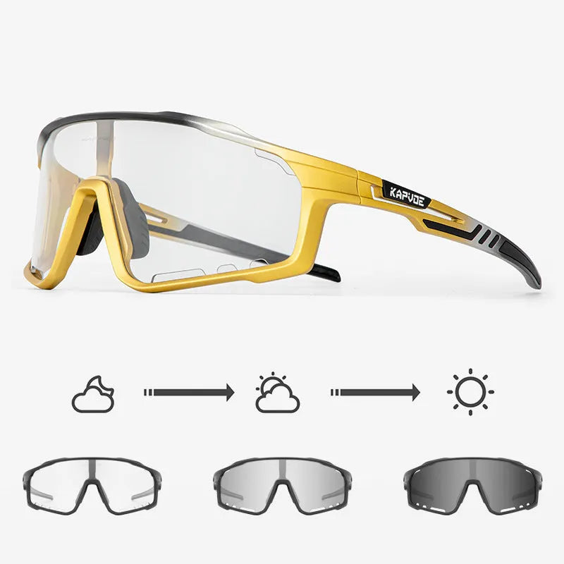 Photochromic cycling sunglasses with TR90 frame and semi-rimless design for outdoor sports