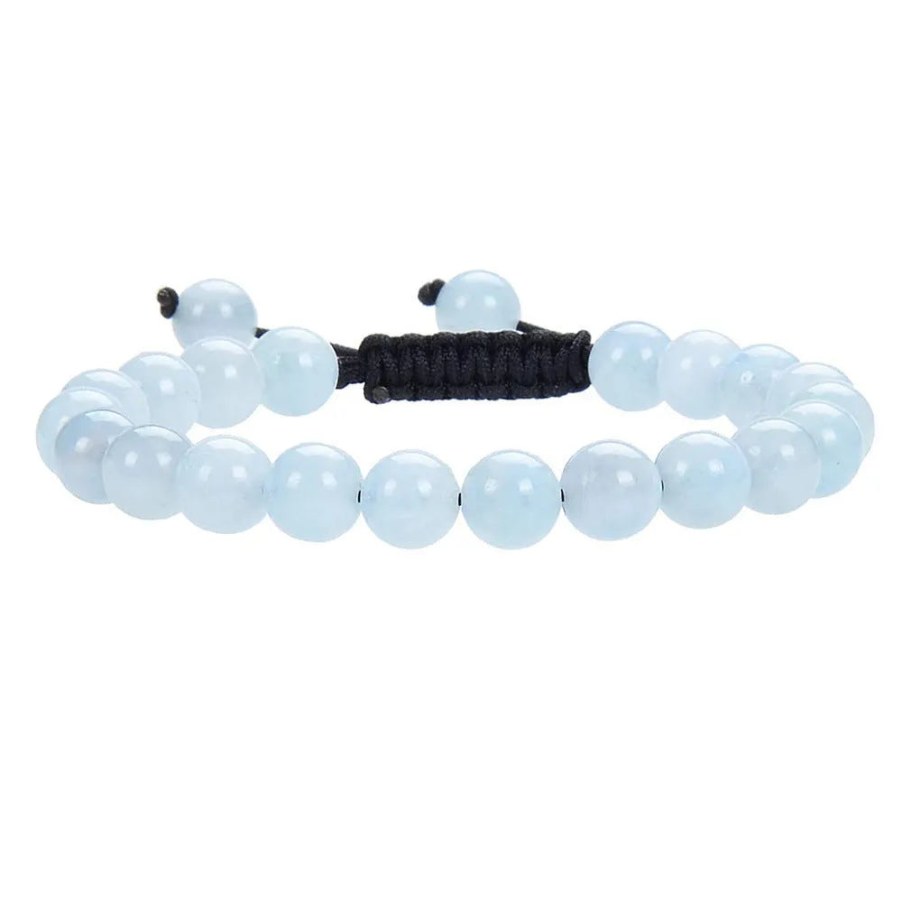 Women's hand-woven flat knot braided healing bracelet with colourful gemstone beads
