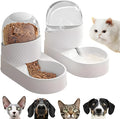 White wave-shaped automatic cat feeder and water dispenser set with 2-litre capacity.