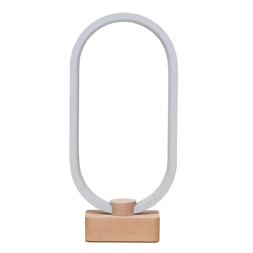 Smart remote control desk lamp with magnetic suspension balance and beech wood holder