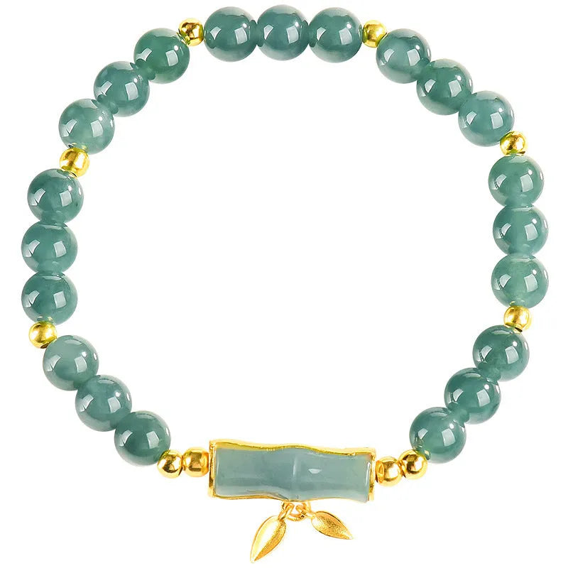 Women's S925 sterling silver bracelet with natural blue water jade round beads