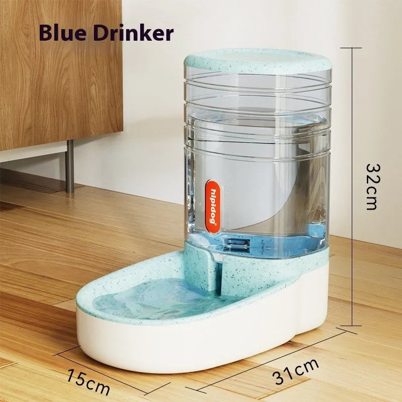 Second generation 3.8 litre automatic pet water fountain and feeder in grey, blue, green, or pink colour for dogs and cats.