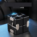 Zinc alloy infinity cube fidget toy in black finish showing rotating cube mechanism