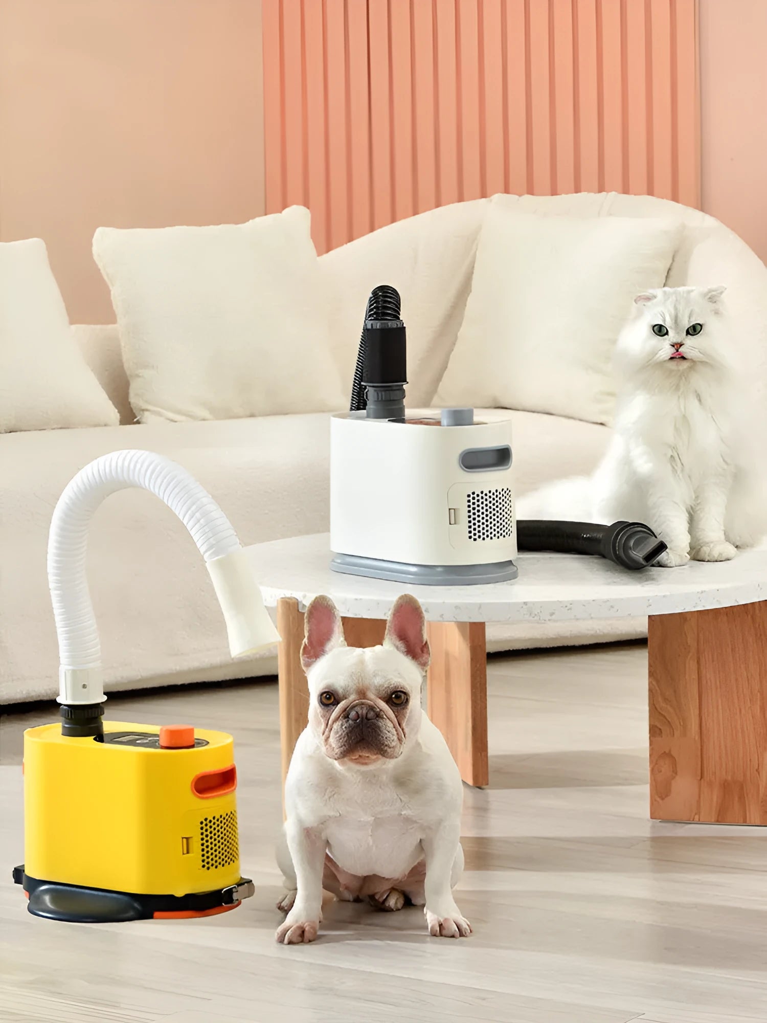 Paike 2000W variable frequency large dog hair drying blower in white with yellow accents